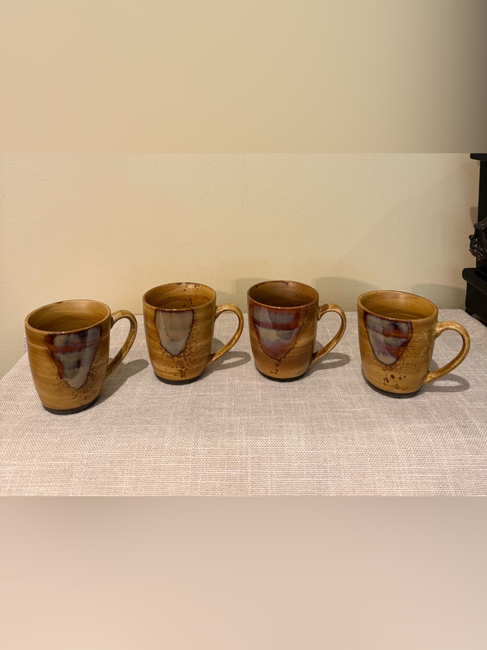 Set of 4 Sango Splash 4951 Earth Tone Speckled Studio Pottery Coffee Mugs